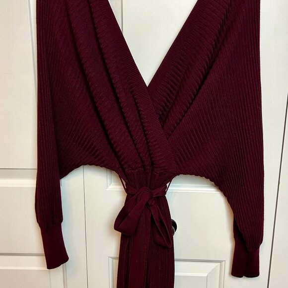 Bergame Burgundy | Knitted Wrap Dress - Picture 10 of 10